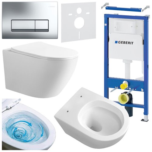 Zestaw podtynkowy stelaż GEBERIT DUOFIX + miska MIZU-WH-TR-03 + przycisk DELTA 50 chrom