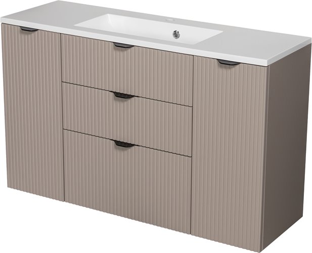 Szafka łazienkowa z lamelami wisząca z umywalką 120 cm 39/3 Victa Lamello kolor fume mat