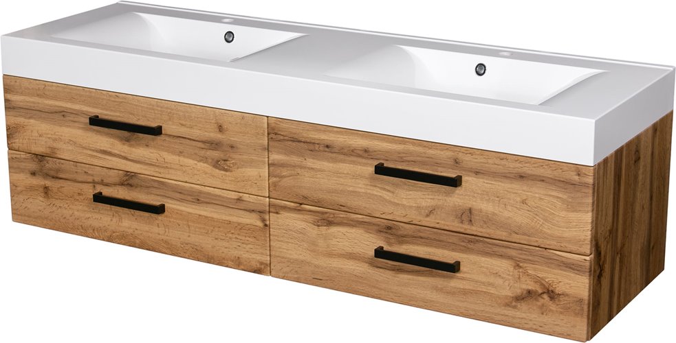 Szafka wisząca z umywalką 160 cm kolor dąb naturalny 50/4 NELA seria Fokus Loft Gante