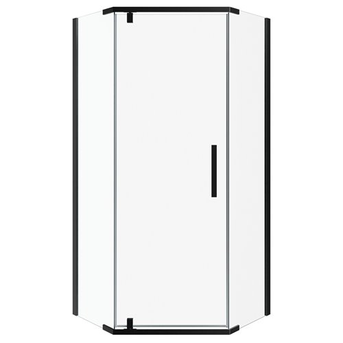 Czarna kabina prysznicowa pięciokątna 90x90 cm Stylio BKM502PTK+