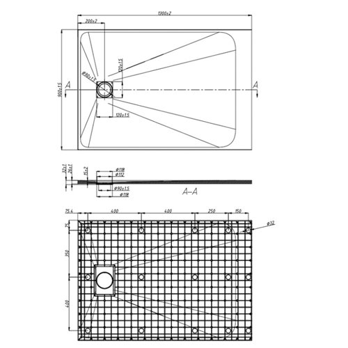 Biały brodzik prysznicowy prostokątny o strukturze kamienia 130x90 cm Riko Hydrosan