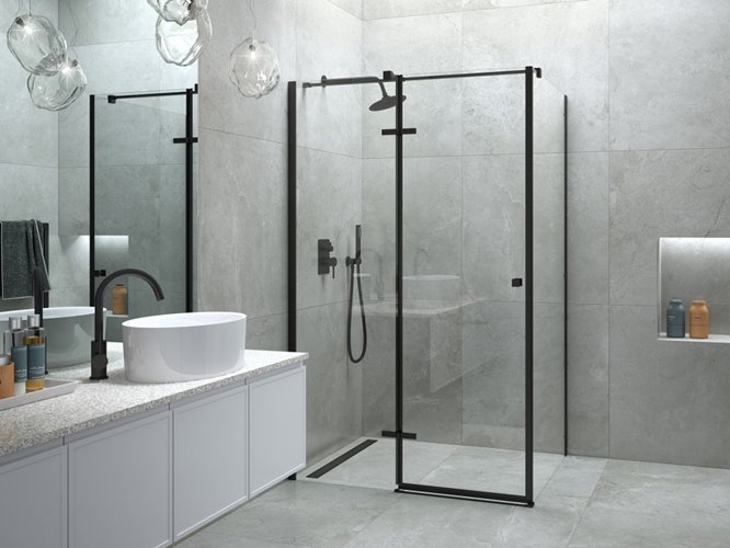 Czarna prostokątna kabina prysznicowa 100x90 lewa Pixa Black Besco