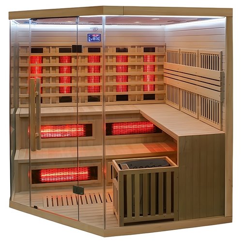 Sauna Combo na podczerwień + fińska 6 osobowa 200x200 cm Moss2 8KW