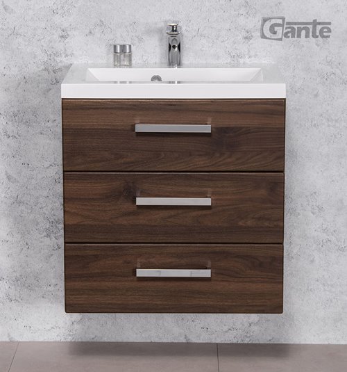 Szafka łazienkowa wisząca z umywalką 60 cm 39/3 Fokus kolor orzech