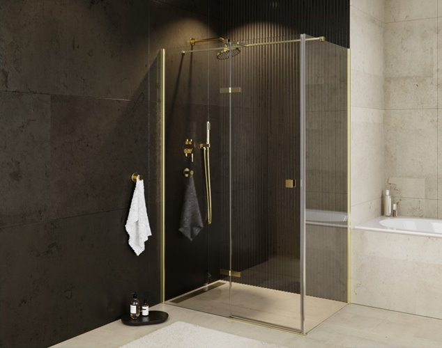 Złota prostokątna kabina prysznicowa 100x80 lewa Pixa Gold Besco