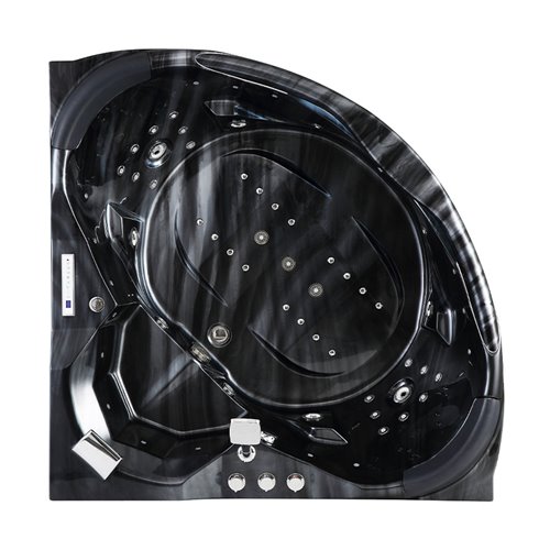 Czarna wanna z hydromasażem narożna 155x155 cm Eos 932 Hydrosan
