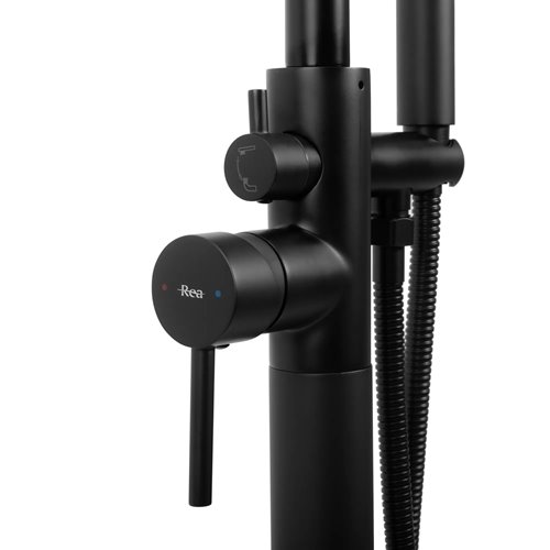 Czarna bateria wannowa wolnostojąca Aras Rea