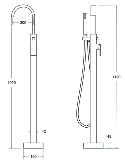 Bateria wannowa wolnostojąca chrom Modern II Besco BW-MII-CH