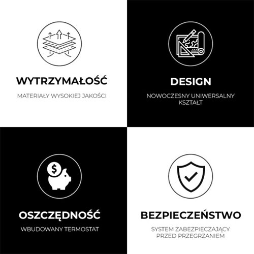 Grzejnik konwektorowy Etna czarny 2000W Wi-Fi