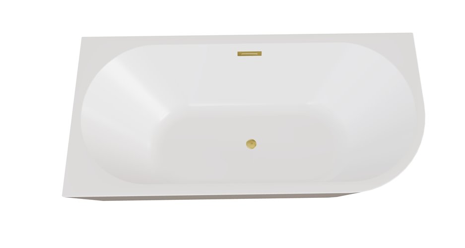 Wanna przyścienna czarno-biała narożna lewa syfon z przelewem złoty 150 cm Zoya B&W Besco WAS-150ZBLZ