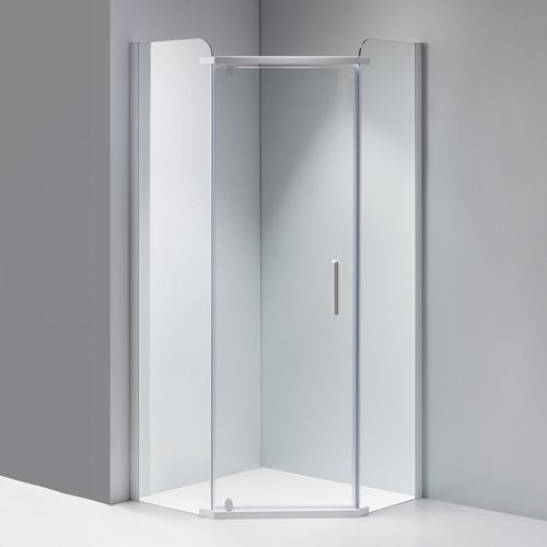 Biała kabina prysznicowa pięciokątna 80x80 drzwi uchylne KZ91A