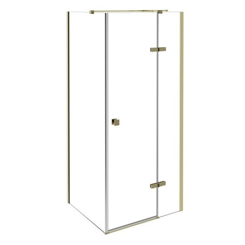 Złota kwadratowa kabina prysznicowa 90x90 prawa Pixa Gold Besco