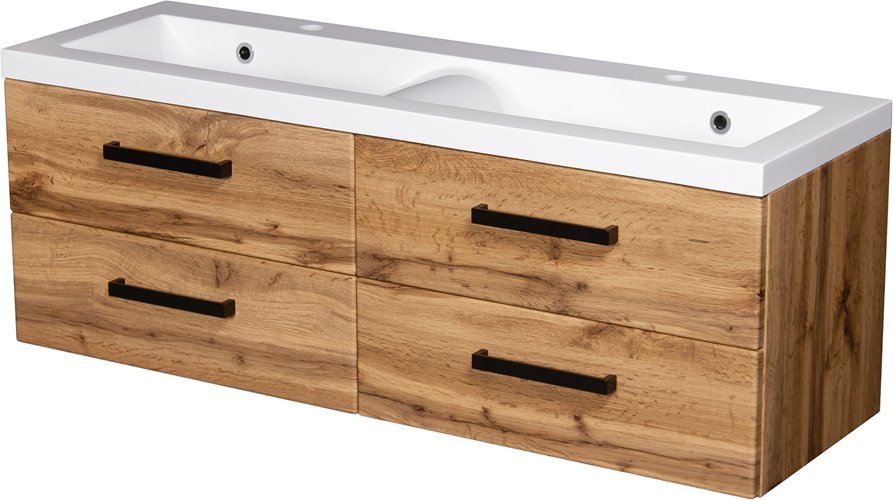 Szafka wisząca z umywalką 120 cm kolor dąb naturalny 39/4 seria Fokus Loft Gante