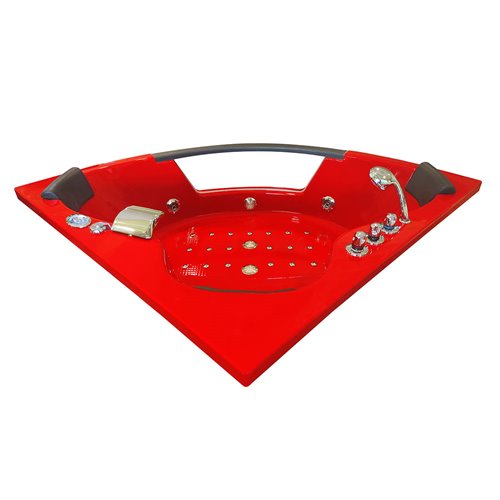 Czerwona wanna z hydromasażem narożna Turbo 152x152 cm MO-1004