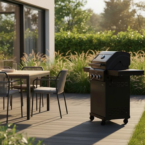 Grill gazowy ZEUS-A kolor czarny ruszt żeliwny moc 8,5 kW + pokrowiec + palnik boczny zdjęcie 12