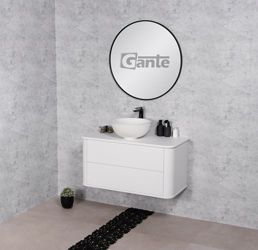 Szafka łazienkowa wisząca LILIA SMOOTH 100 cm biały mat z umywalką Gante