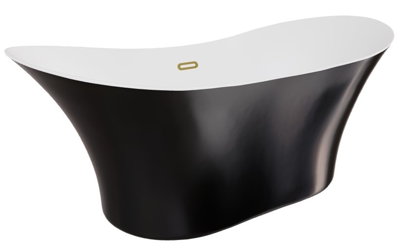 Czarno-biała wanna wolnostojąca 170 cm korek klik-klak złoty Amber Besco WAS-170BABBZ