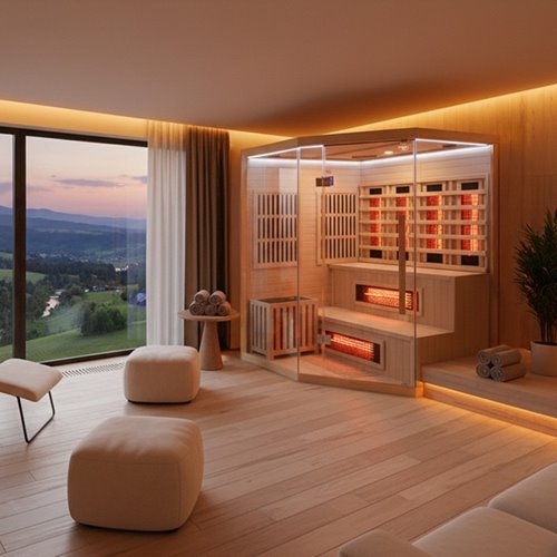 Sauna Combo na podczerwień + fińska 5-osobowa 150x150 cm Moss1 6KW