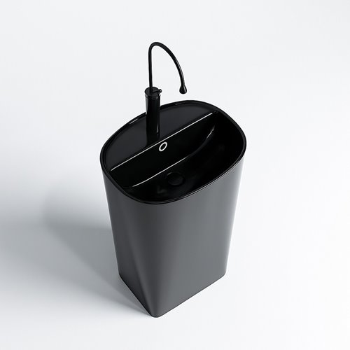 Umywalka wolnostojąca ceramiczna owalna czarny połysk 49x37x83 cm CLARO-BL-490