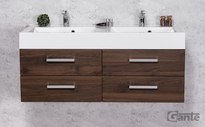 Szafka łazienkowa wisząca z umywalką 120 cm 50/4 UFKS Fokus kolor orzech