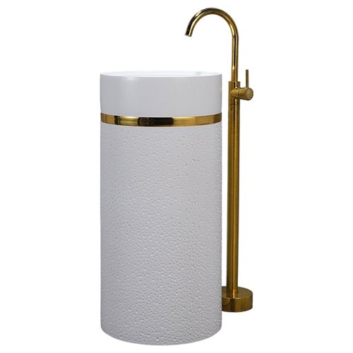 Umywalka wolnostojąca ceramiczna okrągła biała 73x40 cm SCOT1-WH-730