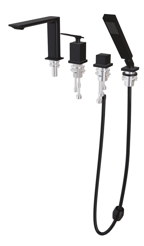 Bateria wannowa 4-otworowa czarny matt Aspira Besco BW-A4-CZ