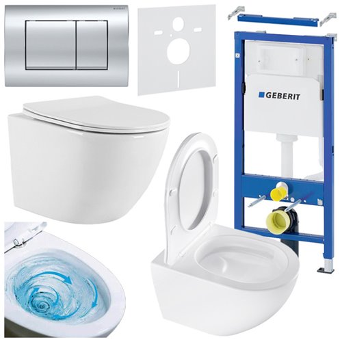 Zestaw podtynkowy stelaż GEBERIT DUOFIX + miska NERO-WH-03 + przycisk DELTA 30 chrom