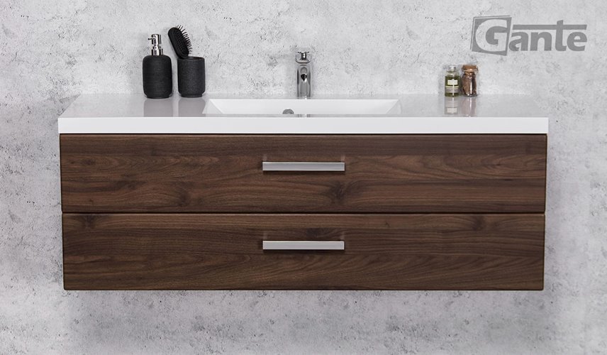 Szafka łazienkowa wisząca z umywalką 120 cm 39/S2 Fokus kolor orzech