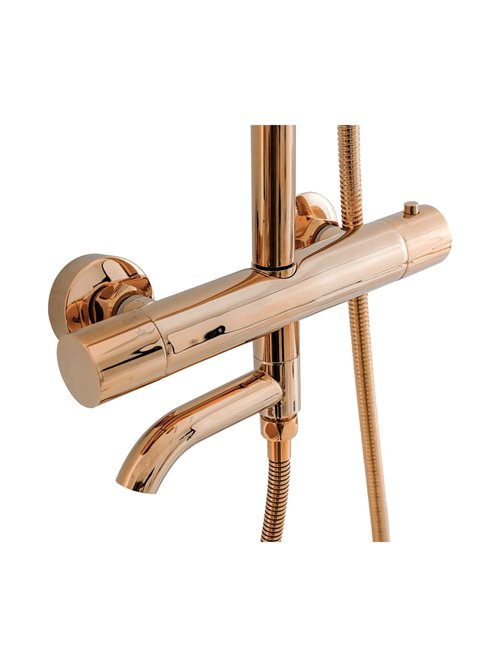 Miedziany zestaw prysznicowy z termostatem i wylewką Lungo Rea