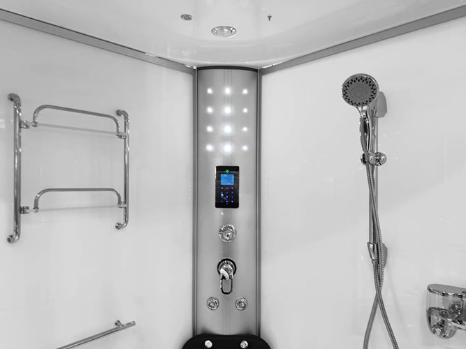 Biała duża kabino wanna spa z hydromasażem i sauną parową 135x135 cm MO-08135BS