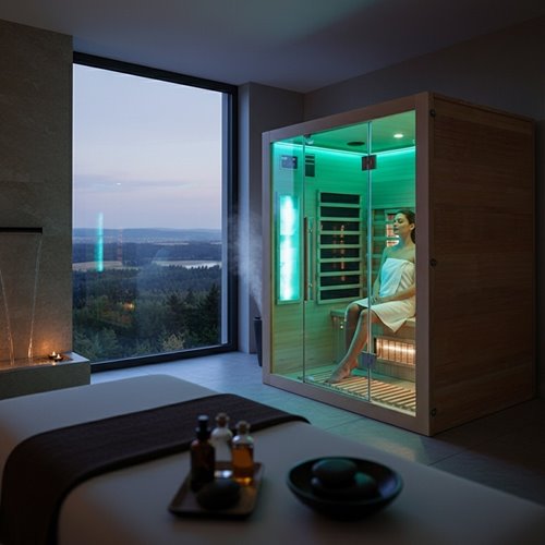 Sauna na podczerwień 4-osobowa 150x120 cm grzejniki kwarcowe i karbonowe Alta3 Infrared