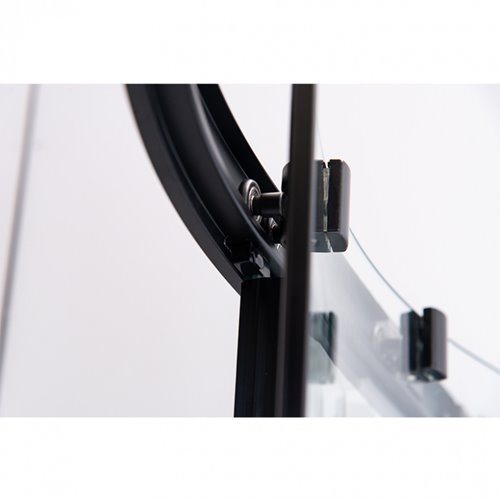 Czarna kabina prysznicowa półokrągła 90x90 drzwi rozsuwane BS01B