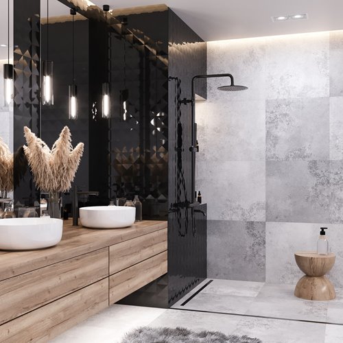 Kolumna natryskowa w kolorze czarnym z wylewką deszczownica okrągła CMN01MBLW Lugo Corsan