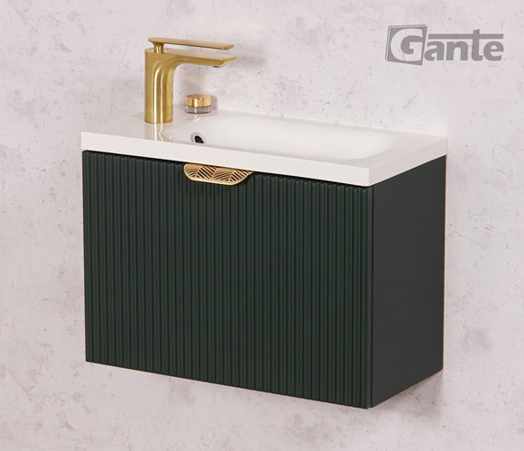 Szafka łazienkowa wisząca z umywalką zielony mat 50 cm Fresco Gante