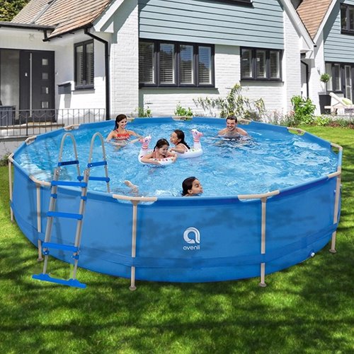 Duży basen ogrodowy stelażowy prostokątny Avenli Palm średnica 450 cm