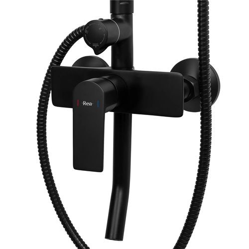 Czarny zestaw prysznicowy z wylewką Maximus Rea Black