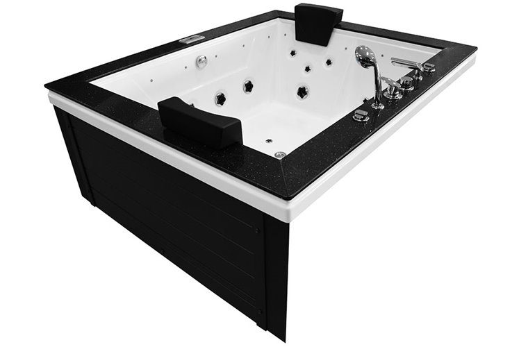 Czarna prostokątna wanna z hydromasażem 180x150 cm MUS-1089C