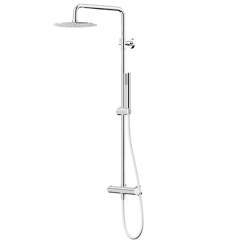 Kolumna prysznicowa w kolorze chrom z baterią termostatyczną deszczownica okrągła CMN01TCH Lugo Corsan