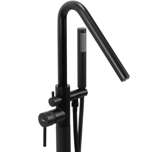 Czarna bateria wannowa wolnostojąca Aras Rea