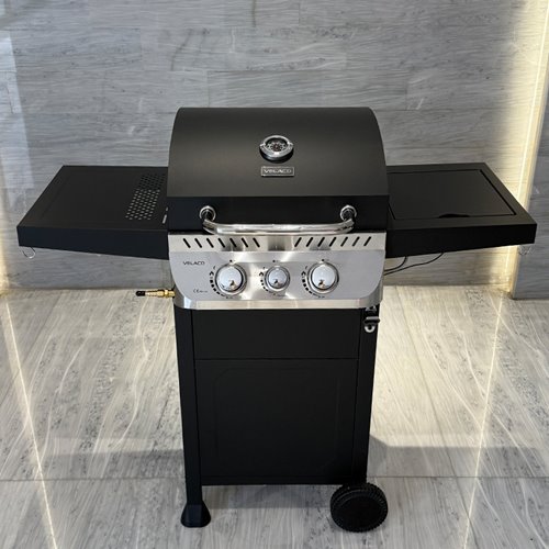 Grill gazowy APOLLO-A kolor czarny ruszt żeliwny moc 8,5 kW + pokrowiec + palnik boczny