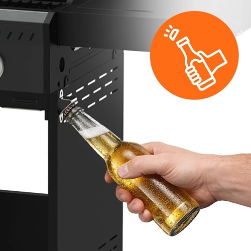 Grill gazowy ZEUS-A kolor czarny ruszt żeliwny moc 8,5 kW + pokrowiec + palnik boczny zdjęcie 11