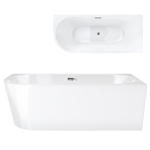 Wanna narożna przyścienna 170 cm Intero Corsan Prawa korek klik-klak chrom