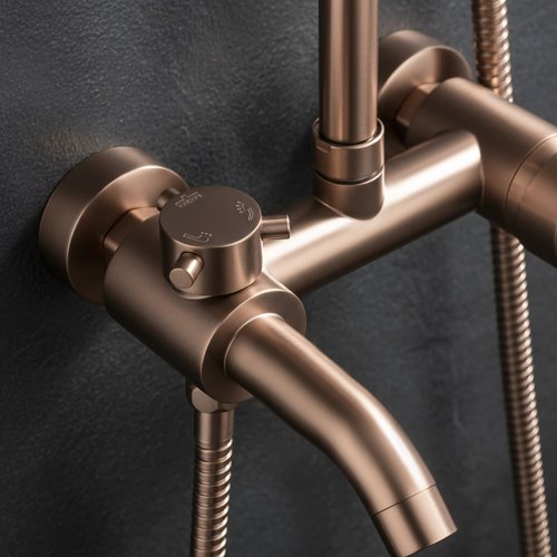 Miedź szczotkowana zestaw prysznicowy z wylewką Luis Rea