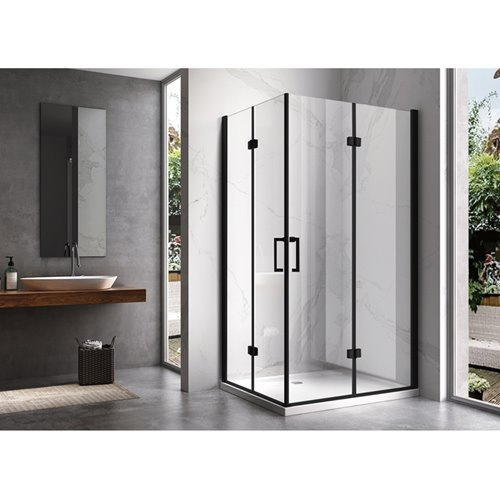 Kabina prysznicowa drzwi składane czarna prostokątna 110x90 KZ13B
