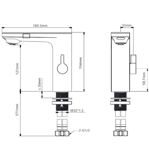 Biała bateria bezdotykowa automatyczna F14-WH LCD
