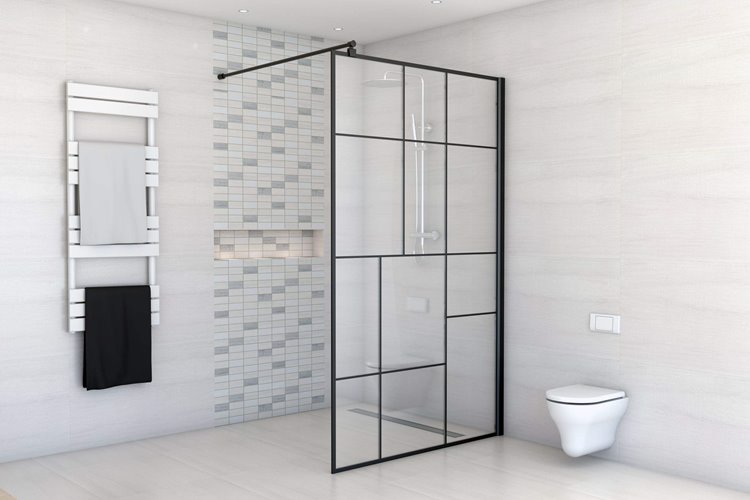 Ścianka prysznicowa 90 cm czarna kratka BK251T09A7 Nero powłoka Clean Glass