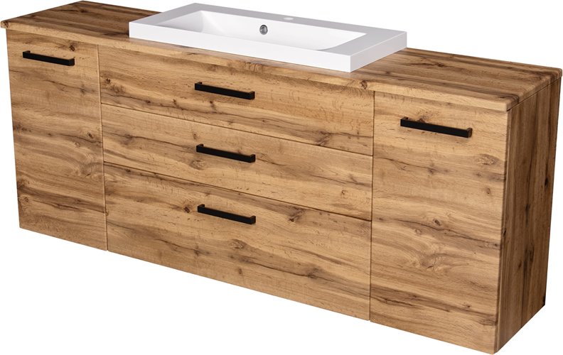 Szafka wisząca z umywalką nablatową 180 cm 39/3 kolor dąb naturalny seria Fokus Loft Gante