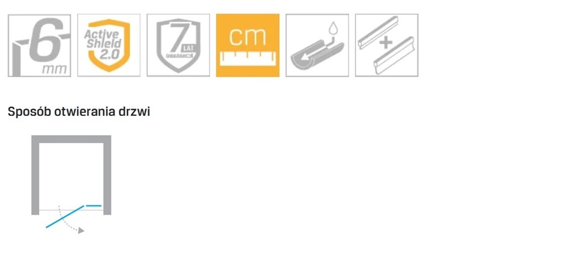 Drzwi prysznicowe uchylne 90 cm prawe EXK-1207 Reflexa New Trendy