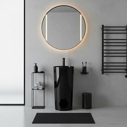 Umywalka wolnostojąca ceramiczna owalna czarny połysk 85x40 cm LINO-BL-400