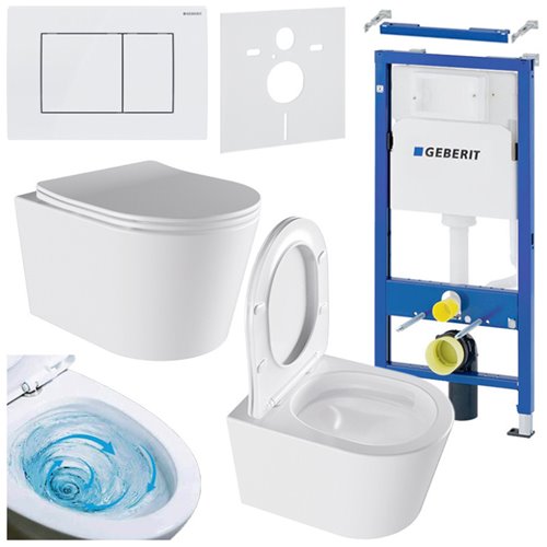 Zestaw podtynkowy stelaż GEBERIT DUOFIX + miska ELITE-WH-03 + przycisk DELTA 30 biały